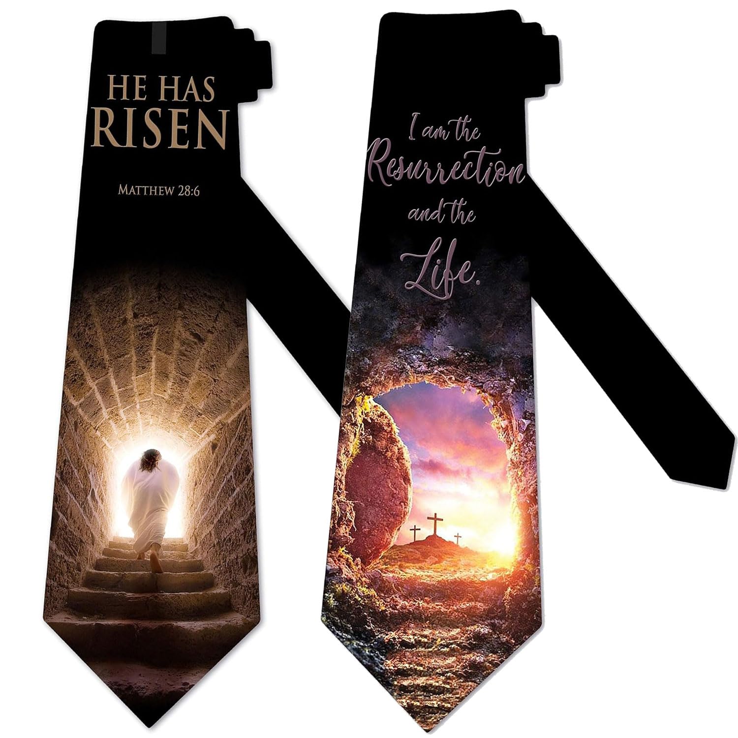 Bhhjkk Unisex As Pic Religious Easter Ties Mens Cross Necktie Jesus Resurrection Tie Bundle 1