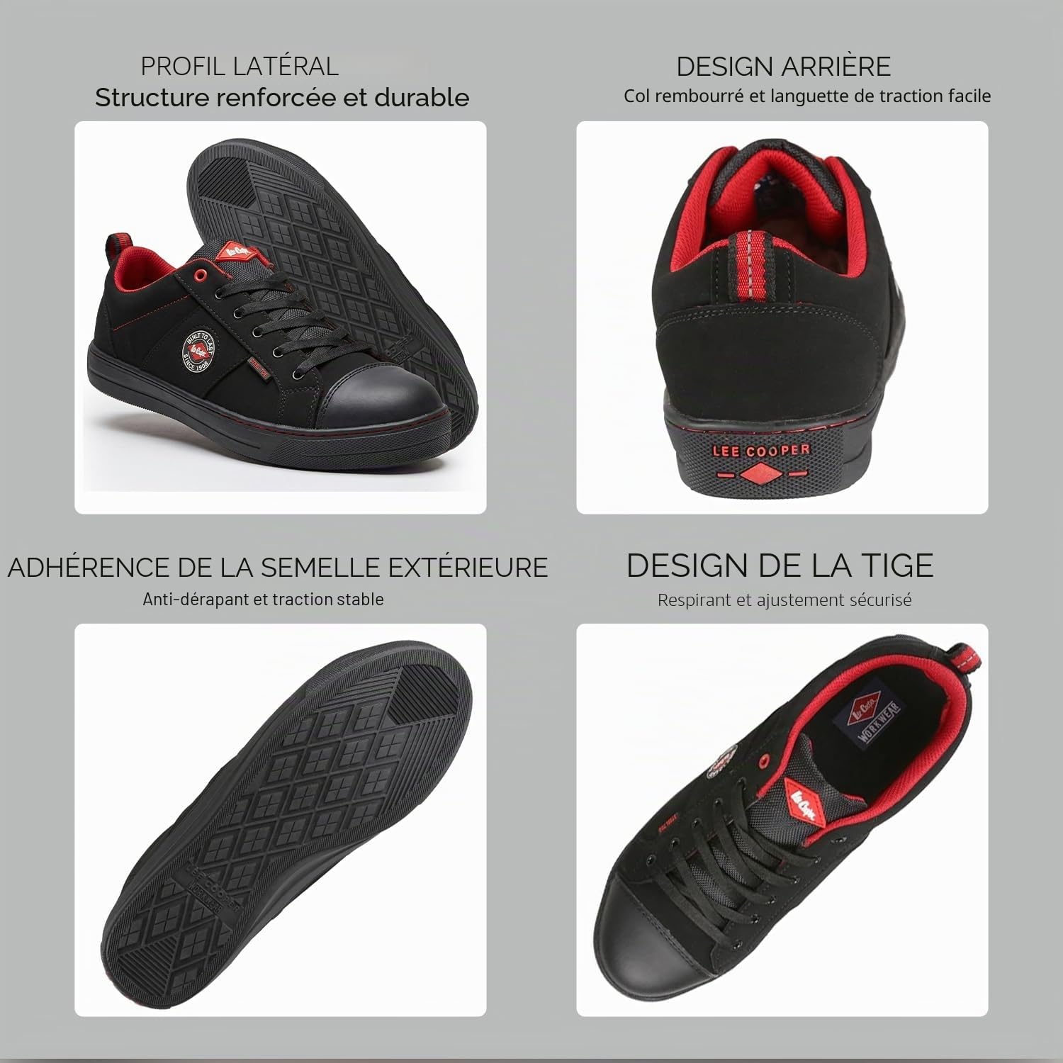 Lee Cooper LCSHOE054 Workwear SB/SRA, Botte de Baseball rétro, Botte de sécurité Unisexe au Design Moderne, Chaussure de sécurité pour Le Travail
