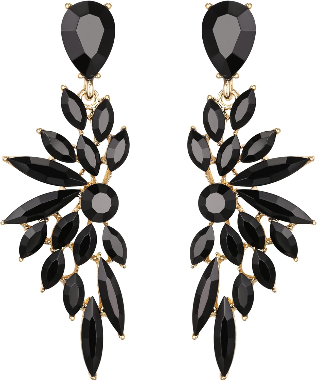 Orecchini Dangle Damigella D'Onore A Goccia Multipla - Cristallo Rosa Tonalità Oro Con Cluster Marquise, Bijoux Eleganti Per Matrimonio - 3