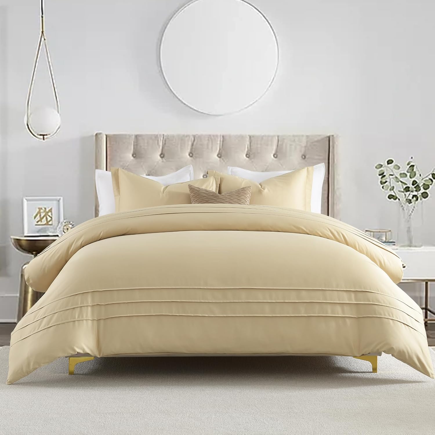 Uniclinens Floral Duvet Cover King - Retro Branches and Flowers Pattern Duvet Cover Set with Zipper Closure & 8 Ties, 3pcs Include 1 Duvet Cover (104"x90") and 2 Pillowshams (20"x36"), No Comforter