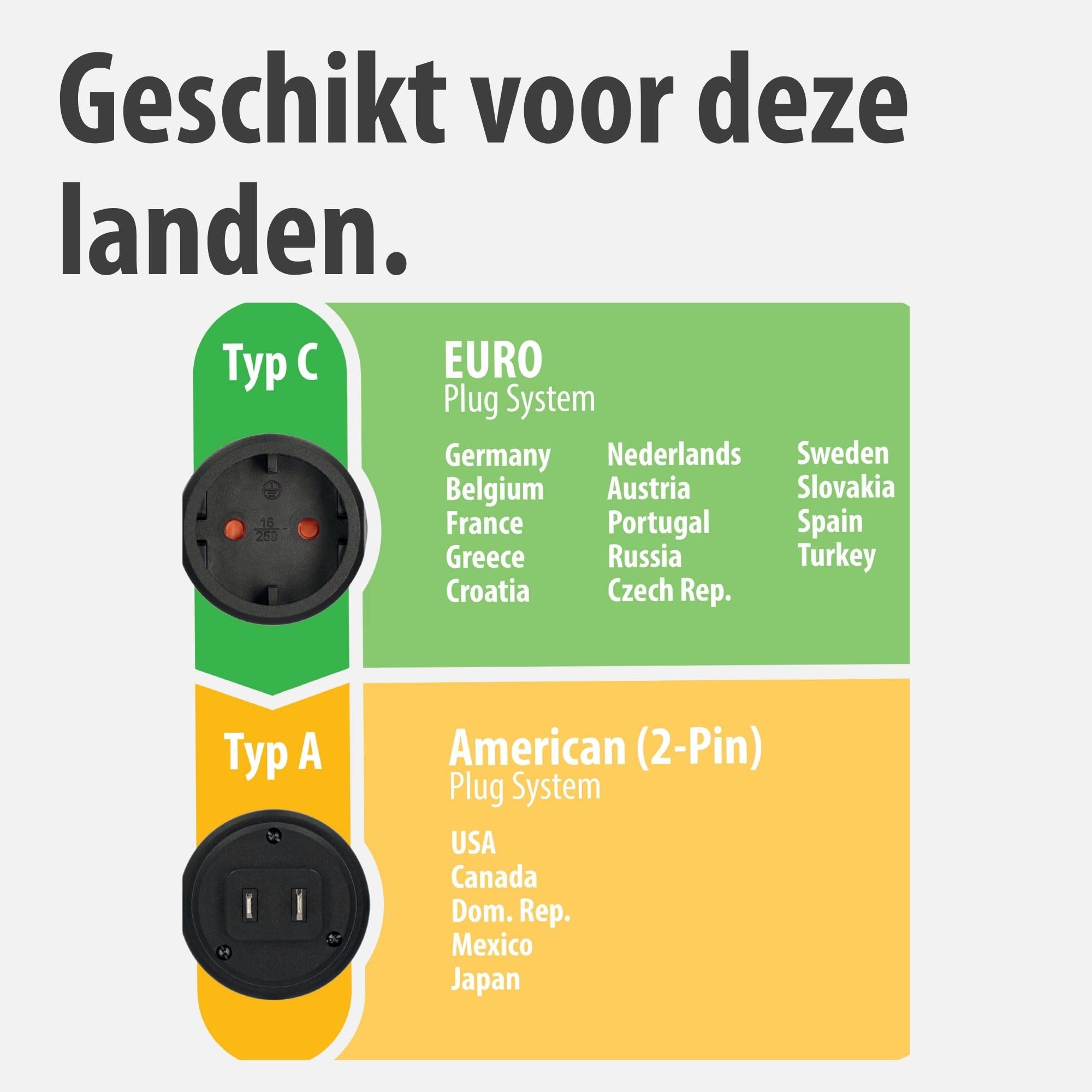Brennenstuhl 1508450 seyahat fişi Euro fiş//ABD, Japonya