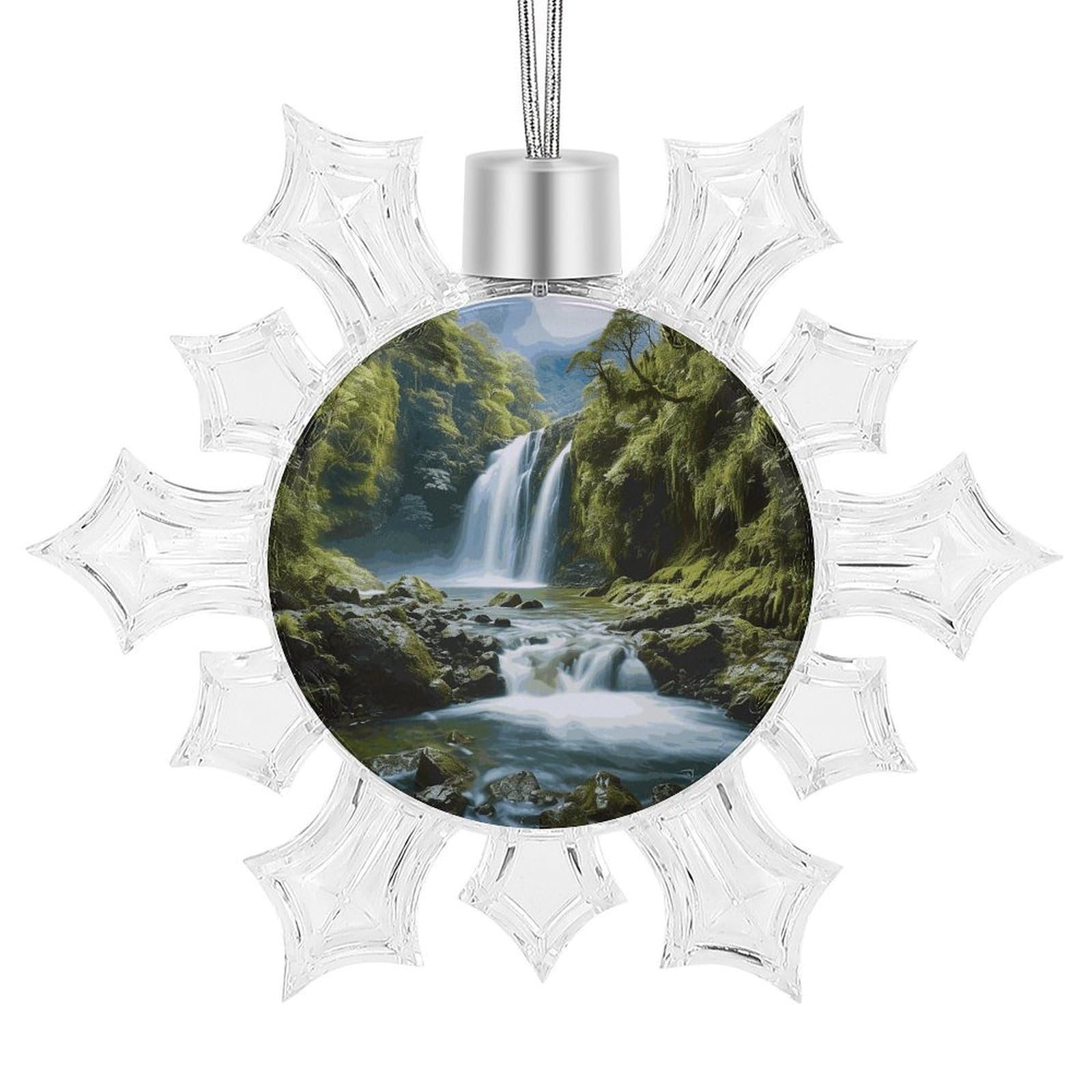 Waterfall Landscape Painting Snowflake Decorations,Christmas Decorations，Christmas Indoor Winter Wonderland Decor，Hanging Ornaments for Xmas Tree Winter New Year Party Supplies