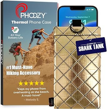 PHOOZY Apollo II Thermal Phone Case with NASA-Derived Technology - Extends Battery Life 4X in Hot or Cold Weather - Military Grade 8-Foot Drop Protection Insulated Pouch - Medium Gold