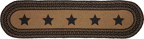 Miniatura 5 de VHC Brands Farmhouse Star Jute Primitive - Camino de mesa ovalado de 13 x 48 pulgadas, color negro campo