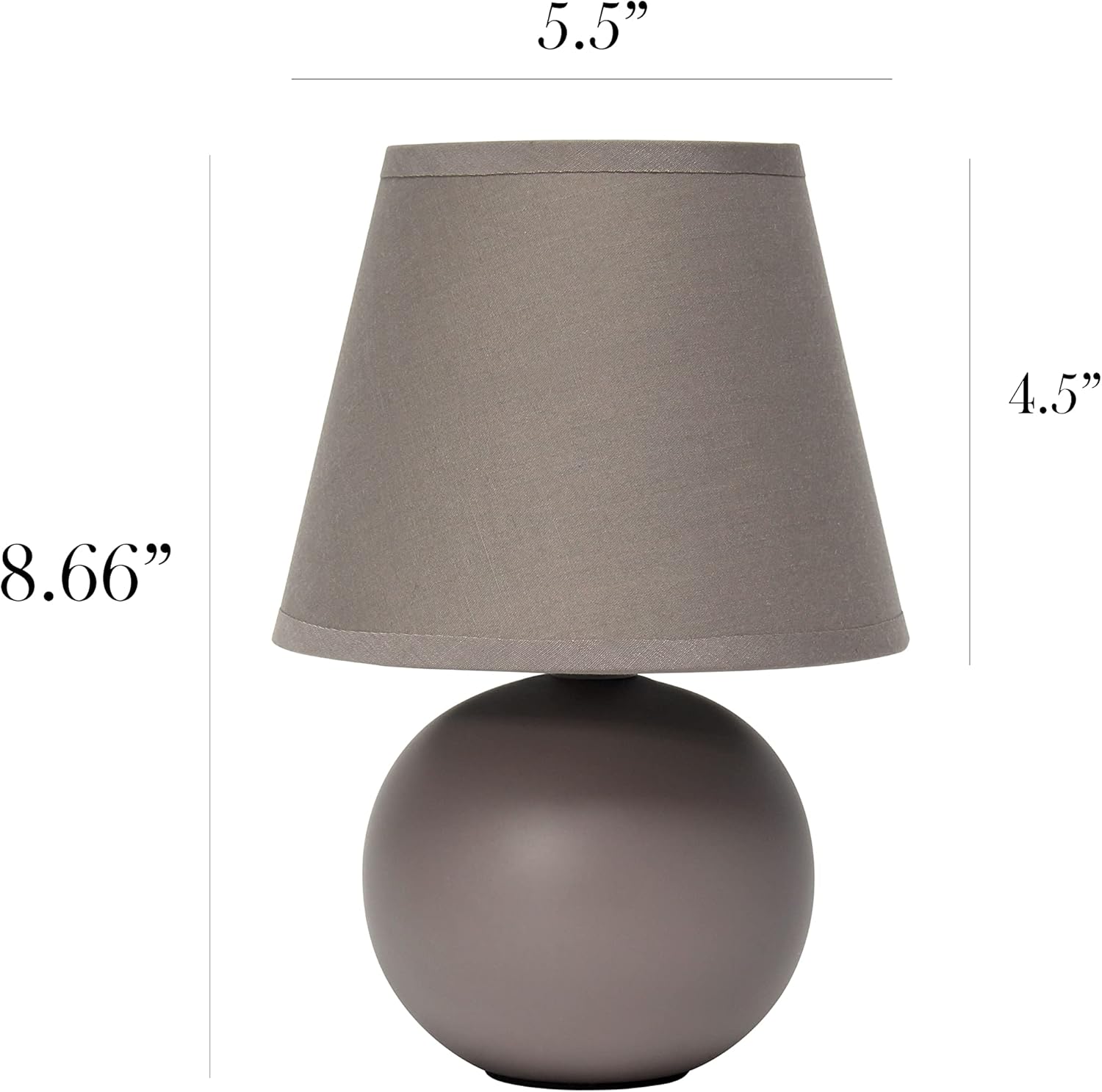 Simple Designs LT2008-GRY Mini Ceramic Globe Table Lamp Gray (Pack of 18)