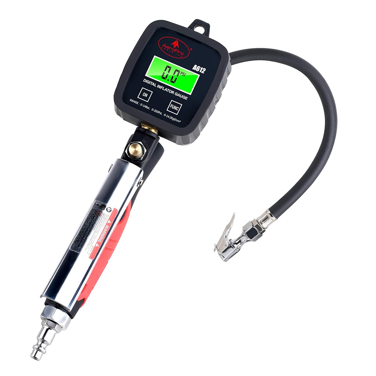 AEROPRO Tools Digital Tire Inflator with Pressure Gauge, 203 PSI Air Chuck and