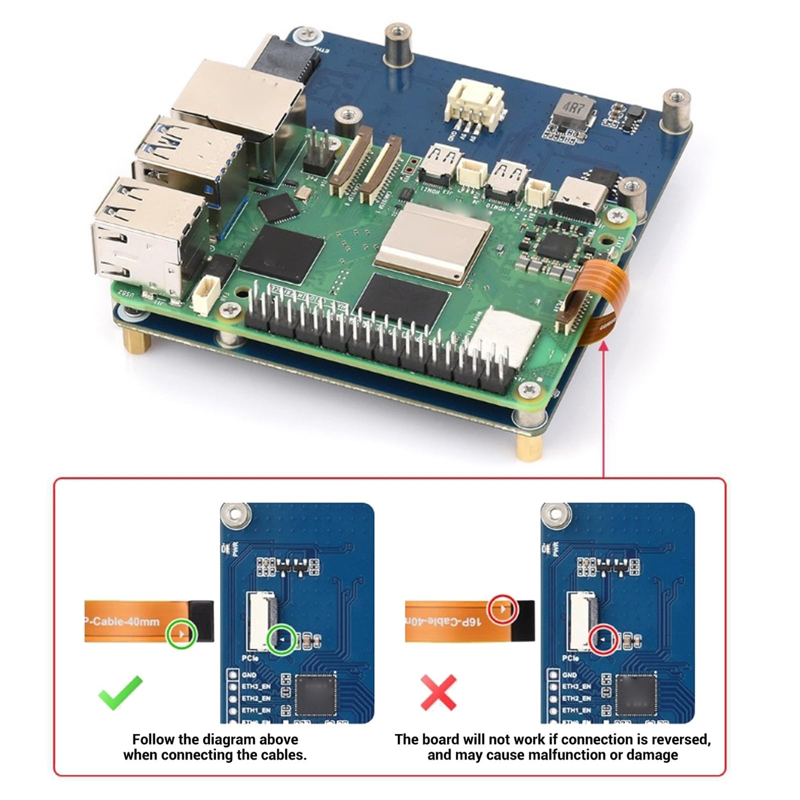Tangxi Scheda PCIe a 4 Porte Gigabit Ethernet per RPi 5, Plug and Play, Nessun Driver Richiesto, con Porte RJ45 e Indicatori di stato.