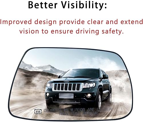 Miniatura 3 de Espejo de repuesto con calefacción para el lado del pasajero derecho para Jeep Grand Cherokee 2005 2006 2007 2008 2009 2010 para Jeep Grand Cherokee