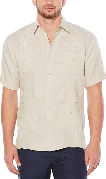 Cubavera Men's Big-Tall Short Sleeve Embroidered Ramie, Small