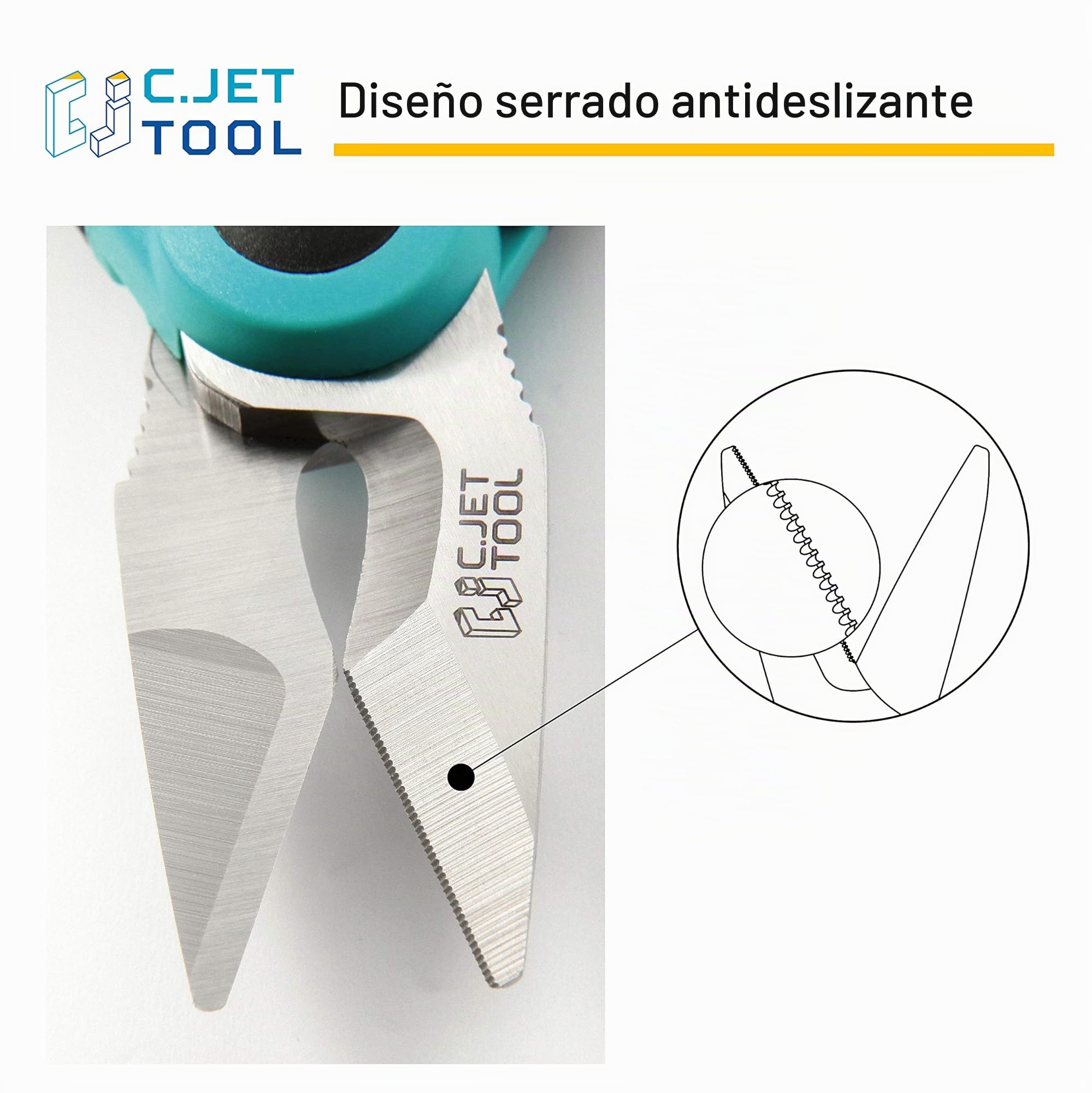 C.JET TOOL Tijeras Electricista Profesional de 160 mm, Acero Inoxidable para Cable Suave de Cobre de Aluminio (Turquesa)