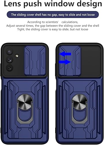 Miniatura 6 de CCSmall Funda para Samsung Galaxy A13 5G con tarjetero, protección resistente con anillo magnético, función atril, cubierta de cámara deslizante