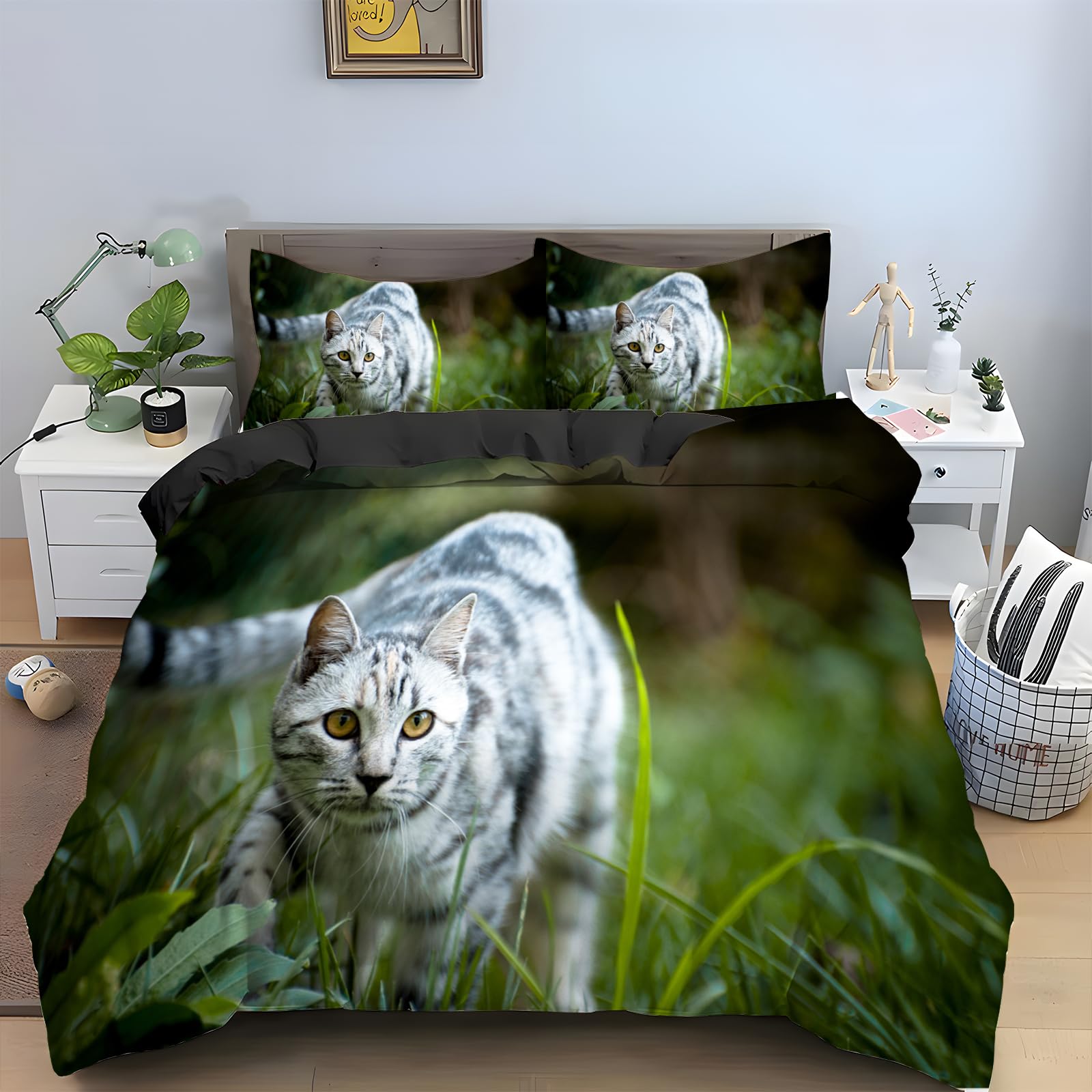 Ciemnozielona , komplet pościeli 220 x 240 cm, z mikrofibry, 110 g/m², wygodna, oddychająca, poszwa na kołdrę i 2 poszewki na poduszkę 80 x 80 cm