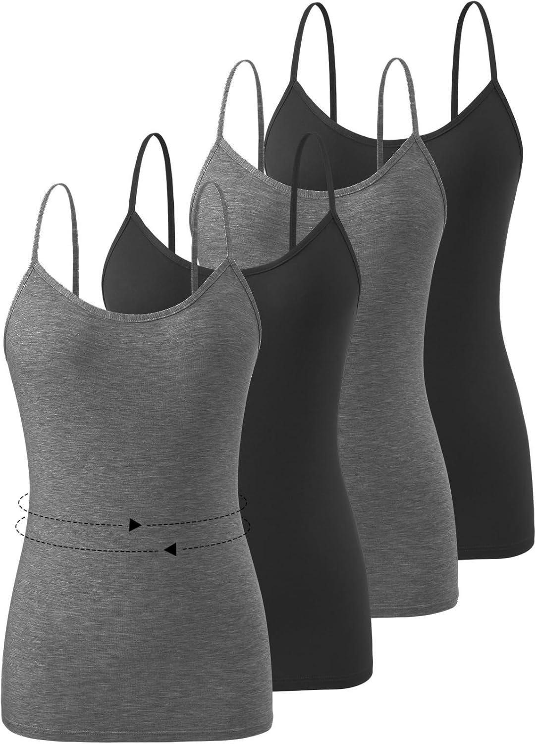 Accbiety 4 Pack Camisoles Tops for Women Undershirts Adjustable Spaghetti Strap Camisole Tank Lightweight Layering Tops