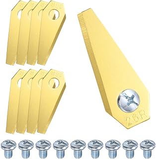 M METERXITY 30-Pack Robotic Lawnmower Replacement Blades, 49x19x0.8mm Stainless Steel Robotic Lawn Mower Accessories with Screws for Outdoor, Robust Mowing Spare Parts Blades [Gold Tone]