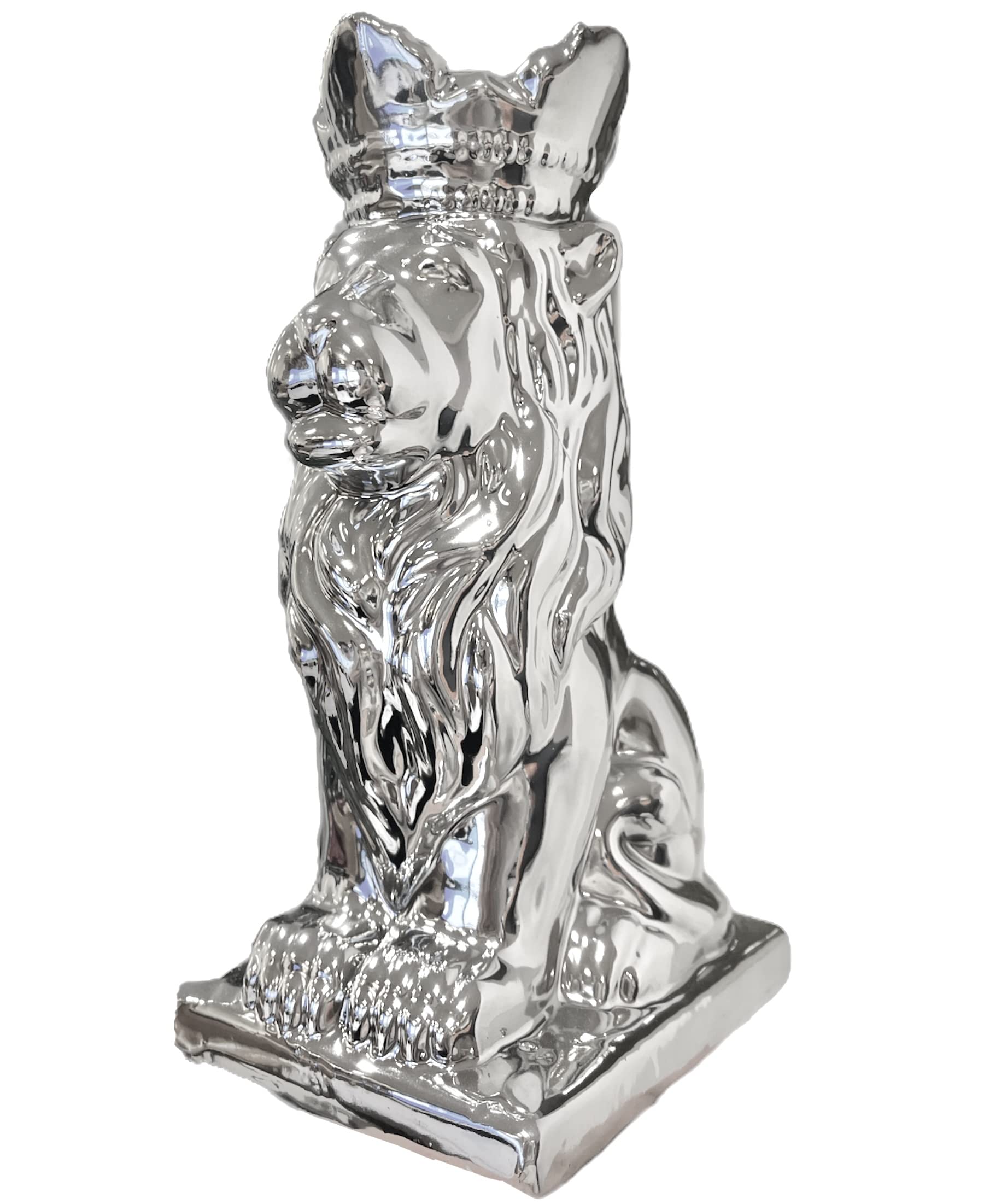 Touch of Venetian SILVER SPARKLY LION TIGER DECORATION FIGURINE CHROME EFFECT ORNAMENT BLING UK