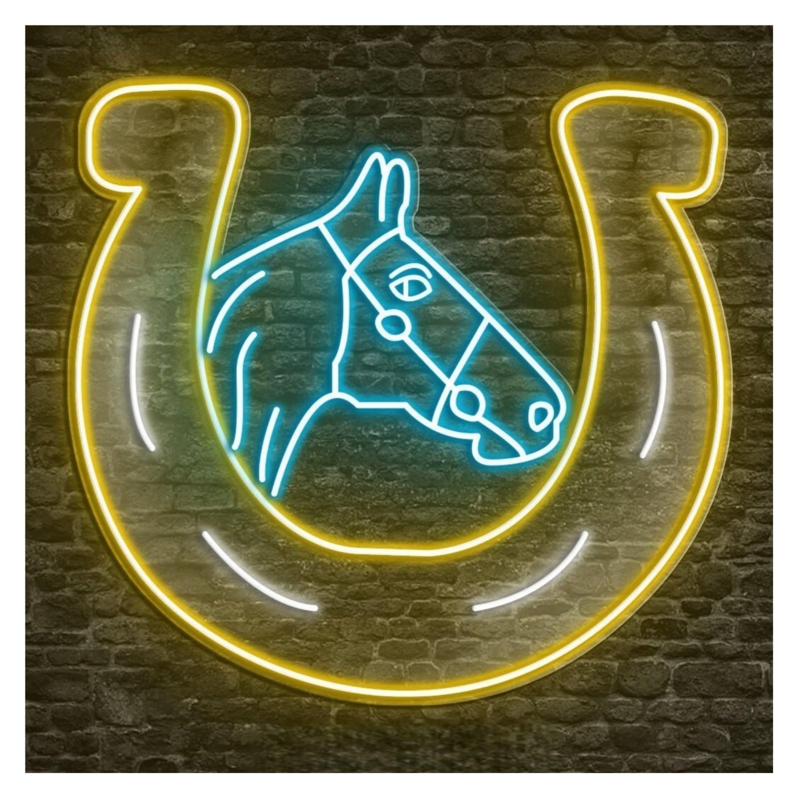 RONGCH Hanging Art Signs Horseshoe Neon Sign, Suitable for Farmhouse Decor with Brightness Adjustable 55cm