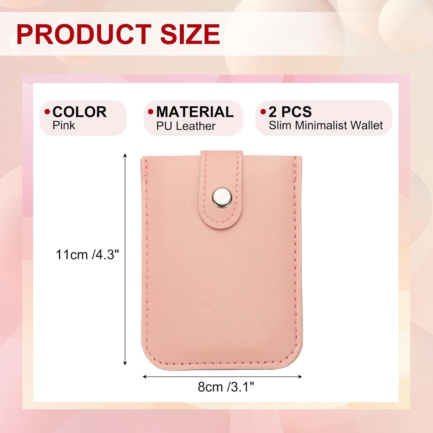 PATIKIL 2Pcs Slim Minimalist Wallet, Leather Pull-Out Front Pocket Wallets Credit Card Holder for Women and Men, Pink - Image 2