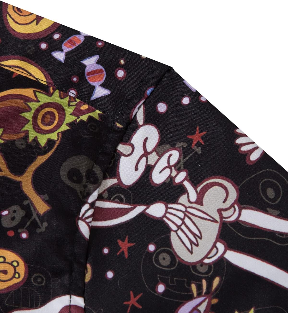 TUNEVUSE Men Halloween Shirts Adult Pumpkin Print Long Sleeve Casual Button Down Shirt Costumes - Image 4