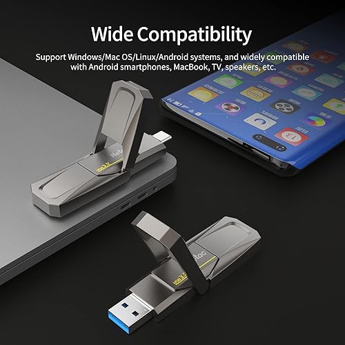 Miniatura 8 de Netac Unidad de estado sólido USB externa portátil de 128 GB tipo c y USB 3.2 interfaz dual, protección de seguridad de hasta 400 MBs para