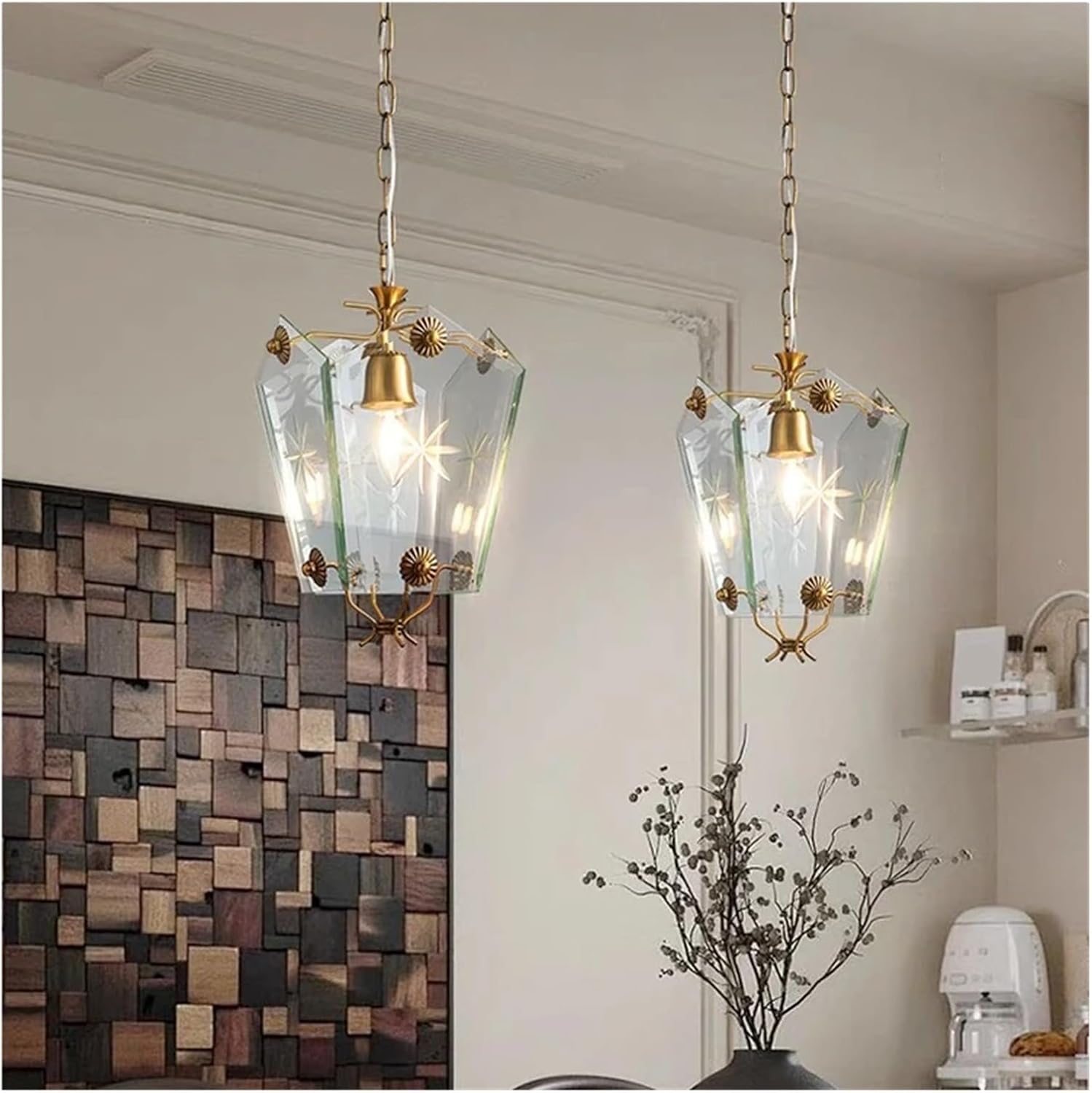 Glass Petal Chandelier Medieval Luxury Restaurant Lamp Retro Pastoral Style Atmospheric Dining Table,Indoor Illumination