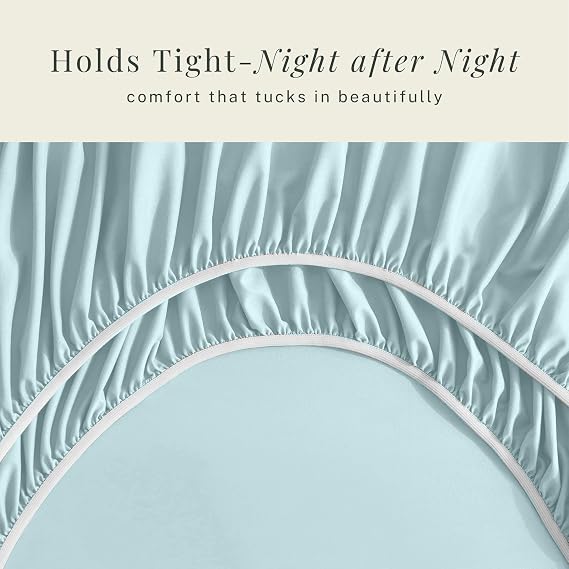 Hearth & Harbor Extra Deep Pocket Sheets - Fits Mattress 18-24 Inches Deep - Extra Deep Pocket Twin XL Sheets Sets - 4 Piece Twin XL Size - Aqua Blue