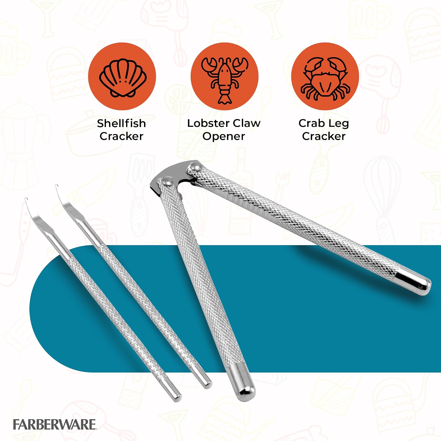 Farberware Seafood Nutcracker, Set of 3 - Stainless Steel, Picks (Silver)