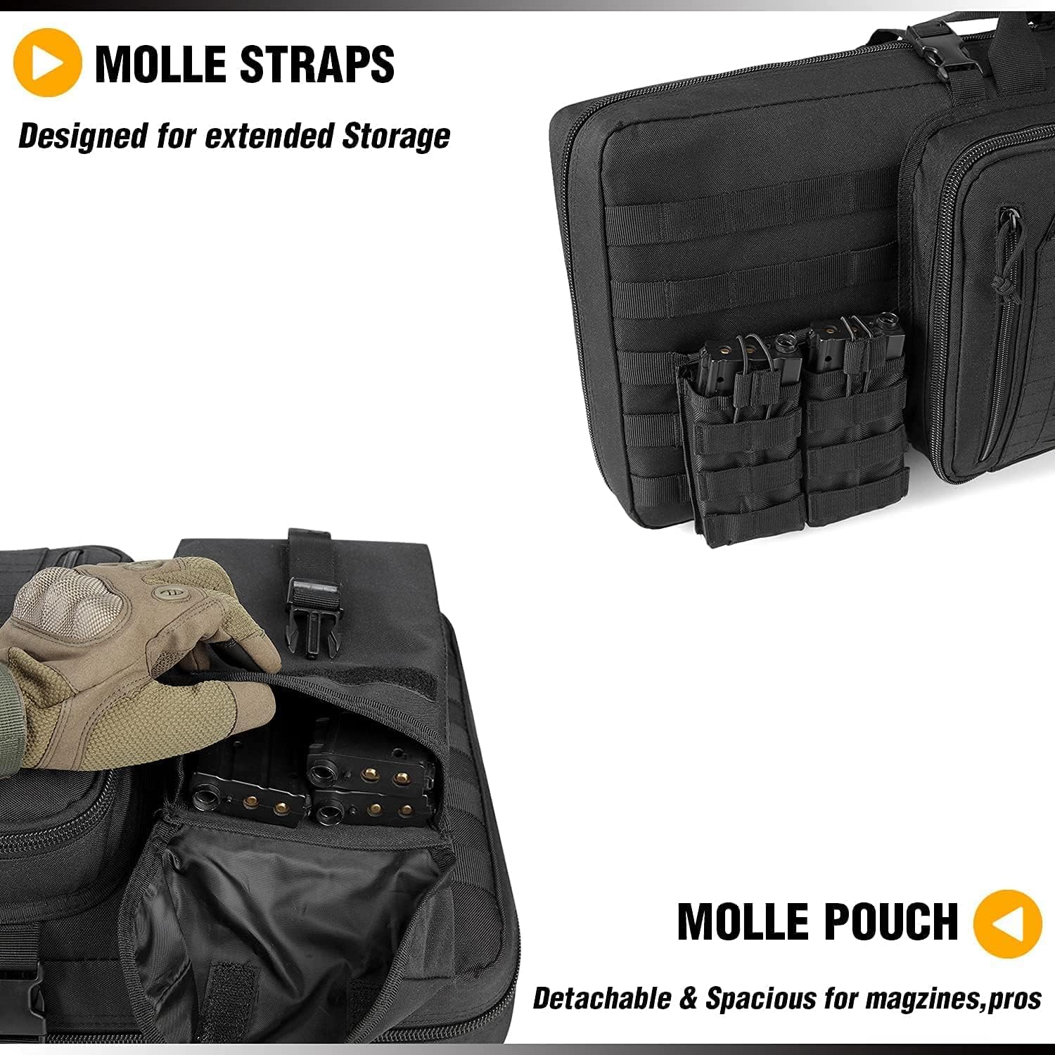 DBTAC Single Rifle Bag 35" (Black) + Double Rifle Bag 32" (Black), Lockable Zipper, Durable Material, Compact Design
