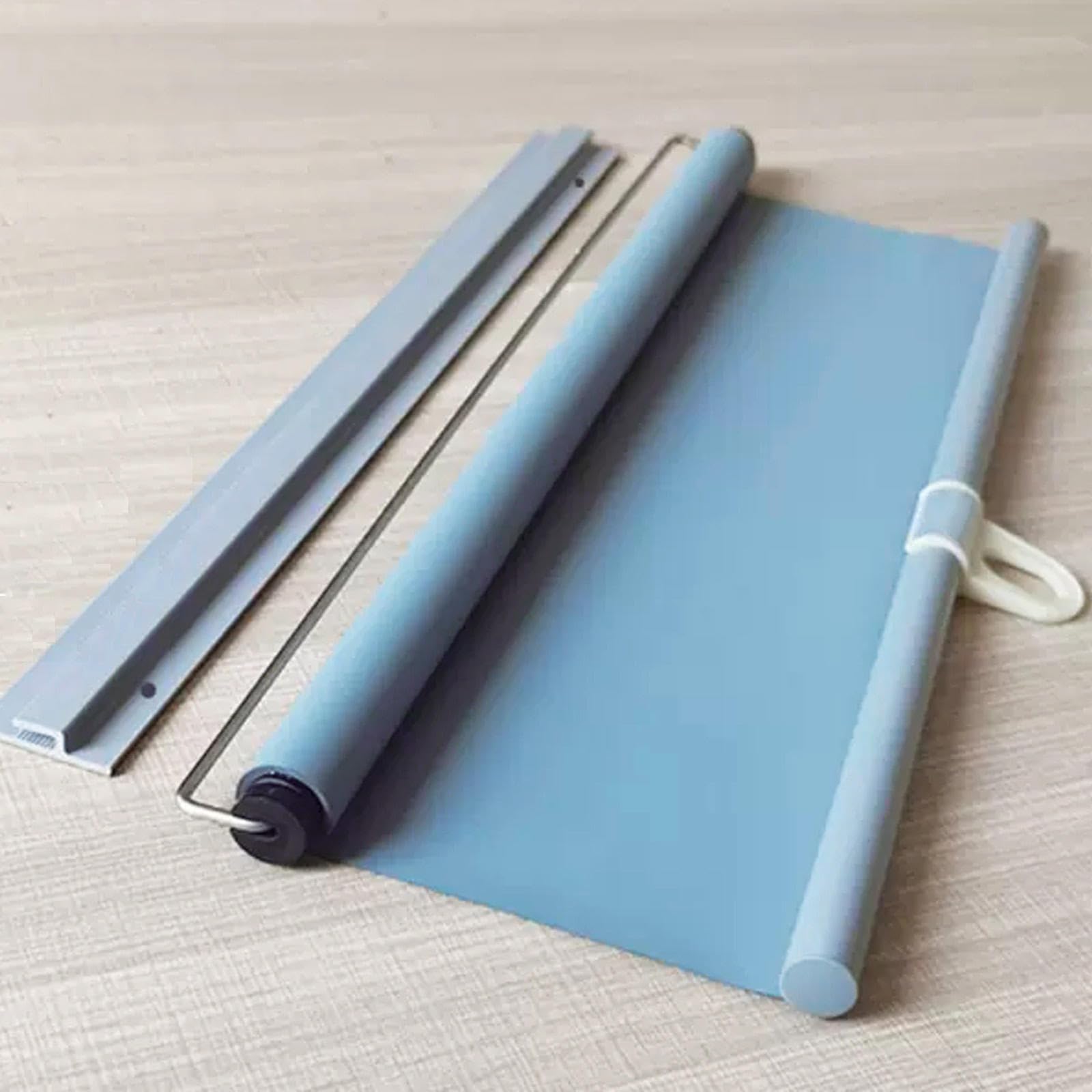 Retractable Sunscreen Roller Blinds,100% Blackout Curtain for Window,No Drilling Required,Pull-Down Room Darkening Roller Shades,Indoor Blackout Privacy Window Cover Curtain,Blue-150x150cm(59x59in)
