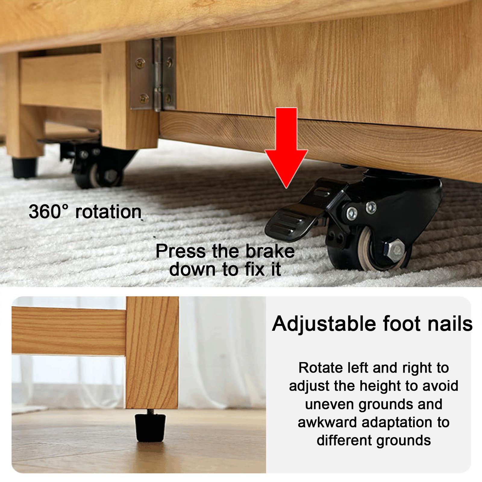 Tavolo da pranzo allungabile, tavolo da cucina pieghevole in legno massello, cassetti e rotelle, design mobile per un facile utilizzo, perfetto per piccoli spazi, 6-8 posti