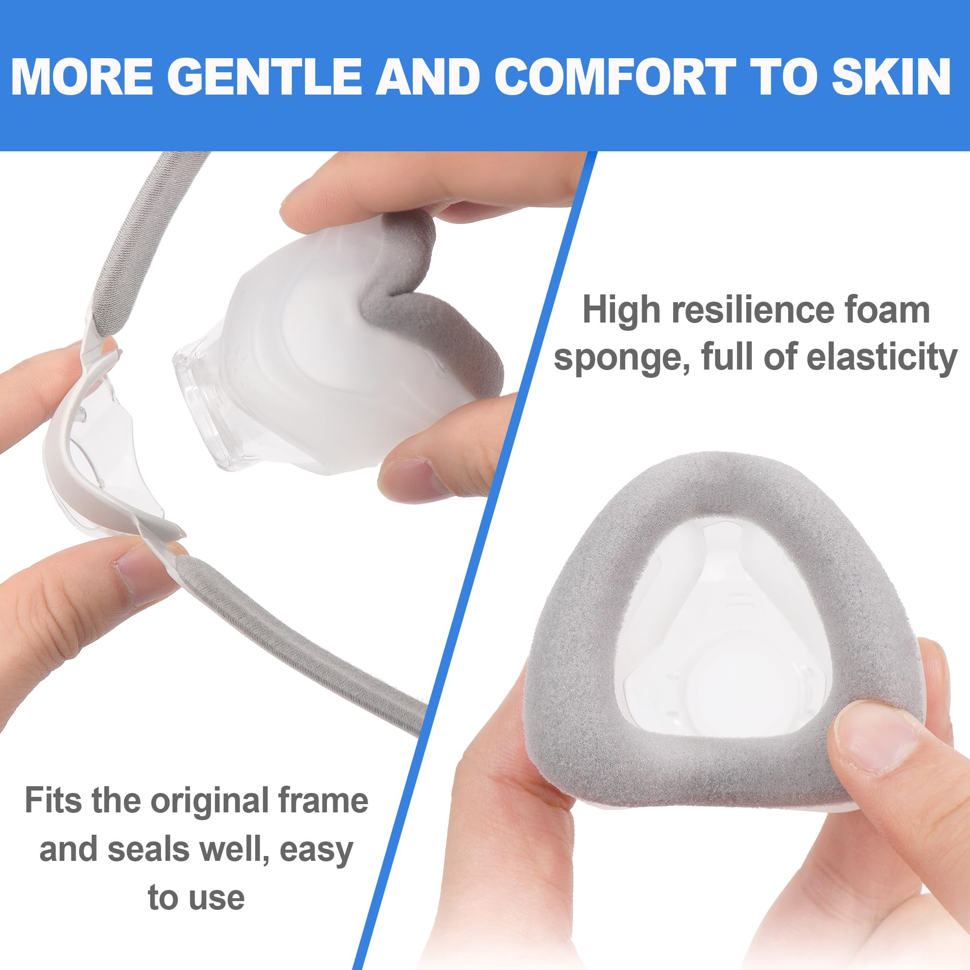 2 Paquets de Coussin de Remplacement (M) pour AirTouch N20 & Airfit N20, Confort Optimisé et étanchéité Grâce à la Mousse à Mémoire de Forme (Nouvelle Version), Accessoires CPAP de BlessEase (M)