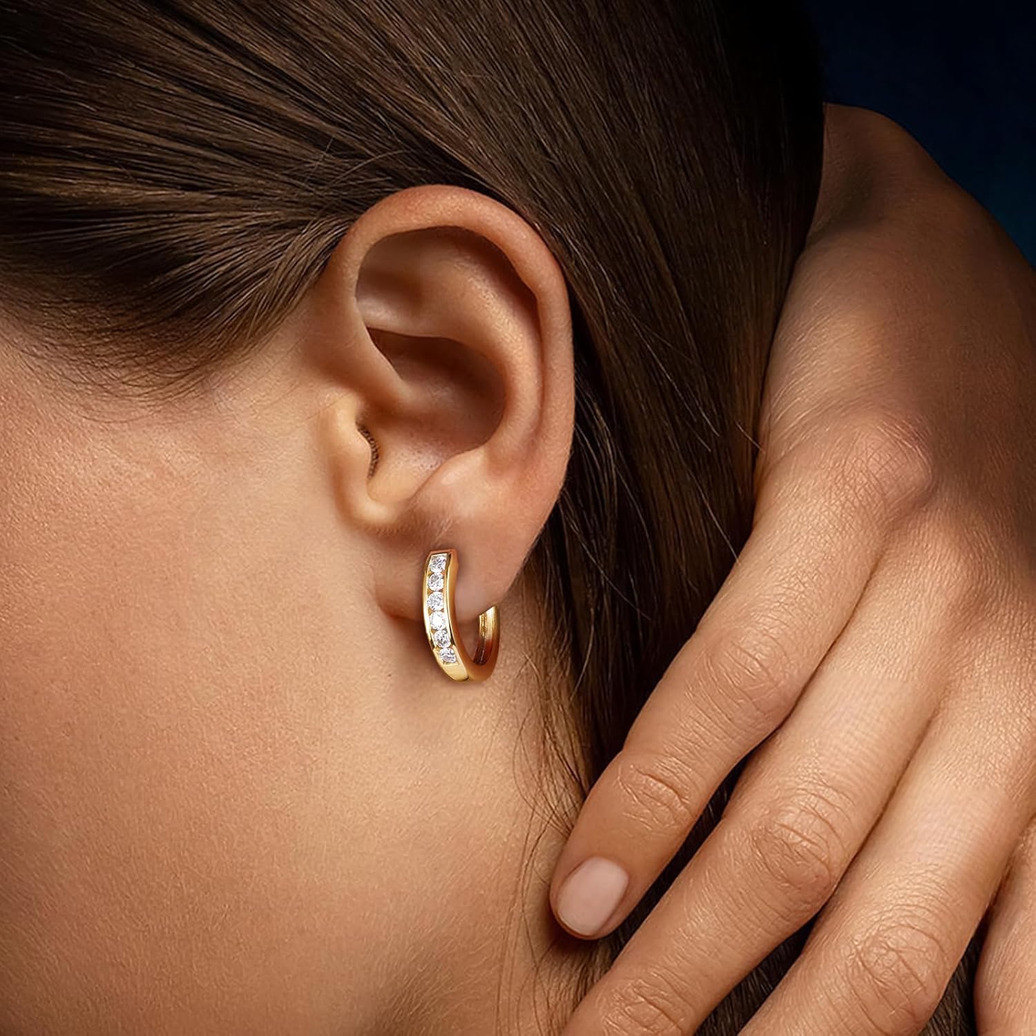 Chunky Gemstone Hoop Earrings 14K Yellow Gold Sterling Silver 14mm Small Huggies Aquamarine/Amethyst/Pink Sapphire/London Blue Topaz/Garnet Hoop Earrings for Women - Image 7