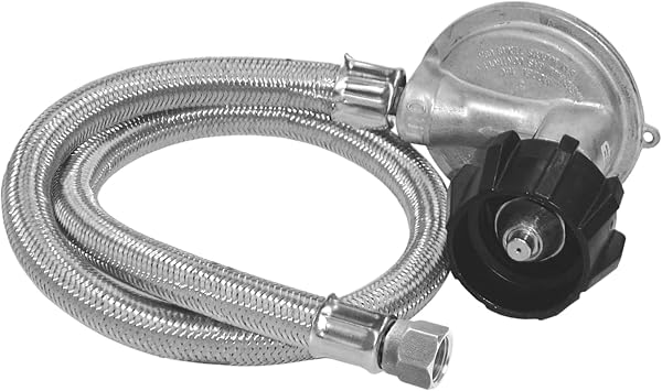 Bayou Classic Gas Grill Hose - Low Pressure Regulator, 3/8 In Flare Swivel Fitting - 36 In - Stainless Steel