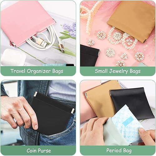 Miniatura 5 de BABORUI - Bolsa de maquillaje pequeña para bolso, bolsa de cosméticos de bolsillo, parte superior para apretar, mini bolsa de maquillaje portátil de