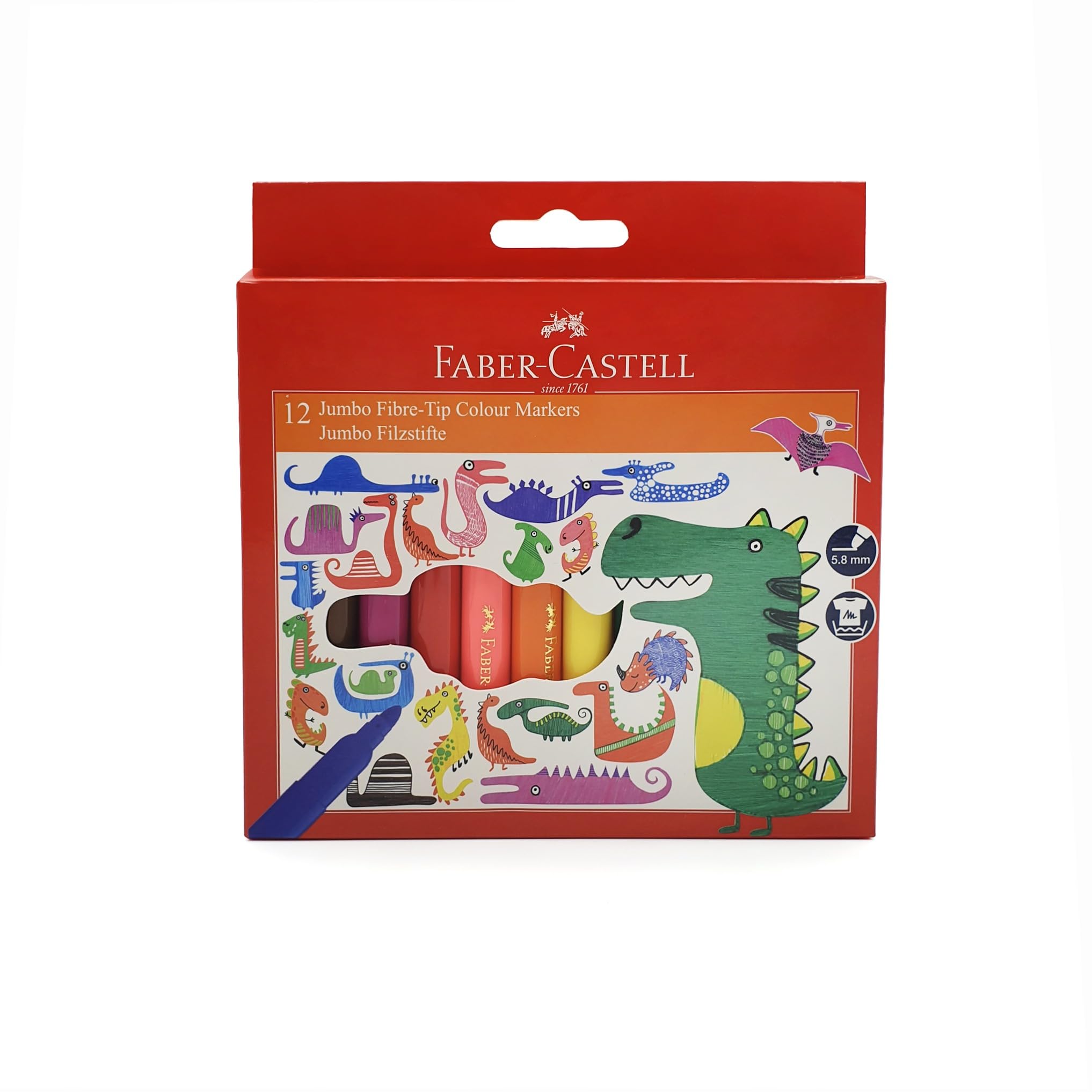 Faber-Castell 12 Jumbo Fibre-Tip Colour Markers, Assorted