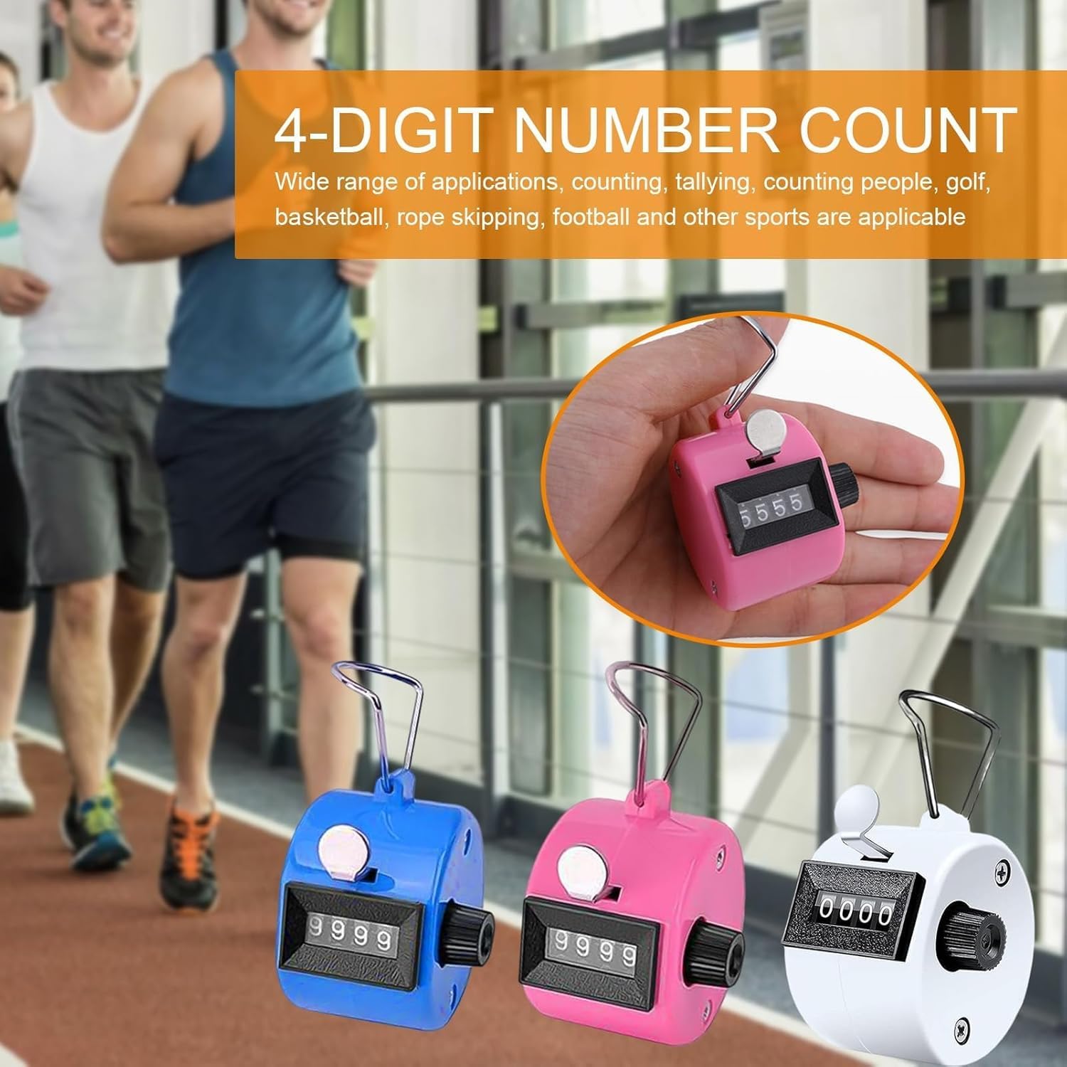 Hand Tally Counter 4 Digit Number Dual Clicker Golf Handy Counter Compact Hand Metal Tally Clicker,Clicker Counter with Display Size Portable Mechanical for Sports,Click Counter Counters (Pink)