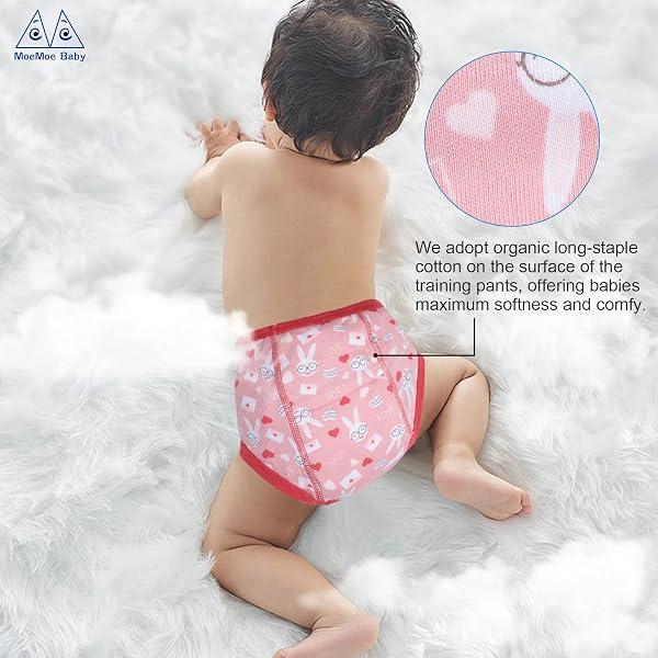 MOEMOE BABY Töpfchen Trainingshose Baby, 6 Stück Trainerhosen Kleinkinder Lernwindel Unterwäsche, Waschbare Töpfchentrainingshose Mädchen Jungen 6 Jahre, Rosa - 4