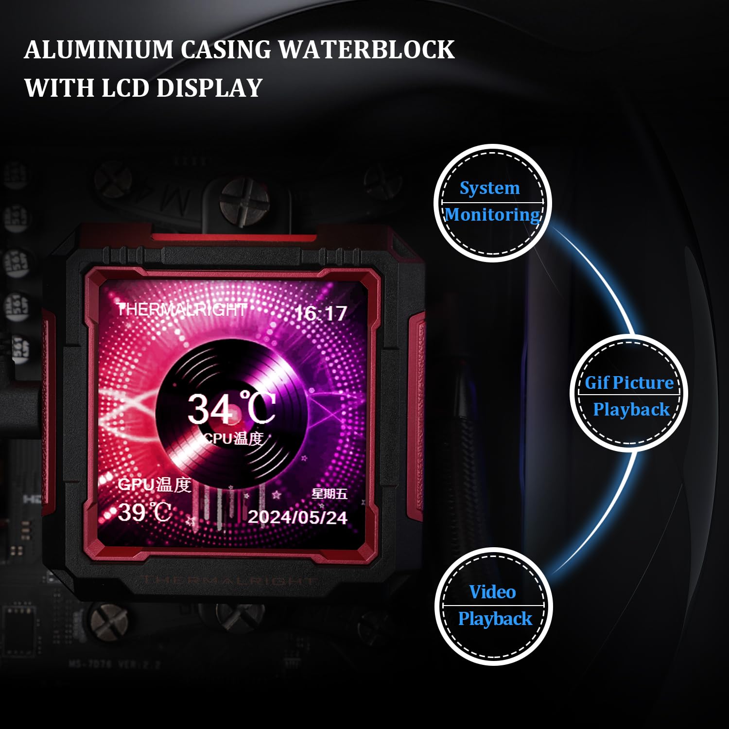 TR -FW PRO 360 ARGB RB Enfriador de agua para CPU, sistema de refrigeración por agua de 3 ventiladores PWM, pantalla LCD IPS magnética con resolución de 320 x 320, para AM5, Intel LGA1851/1700