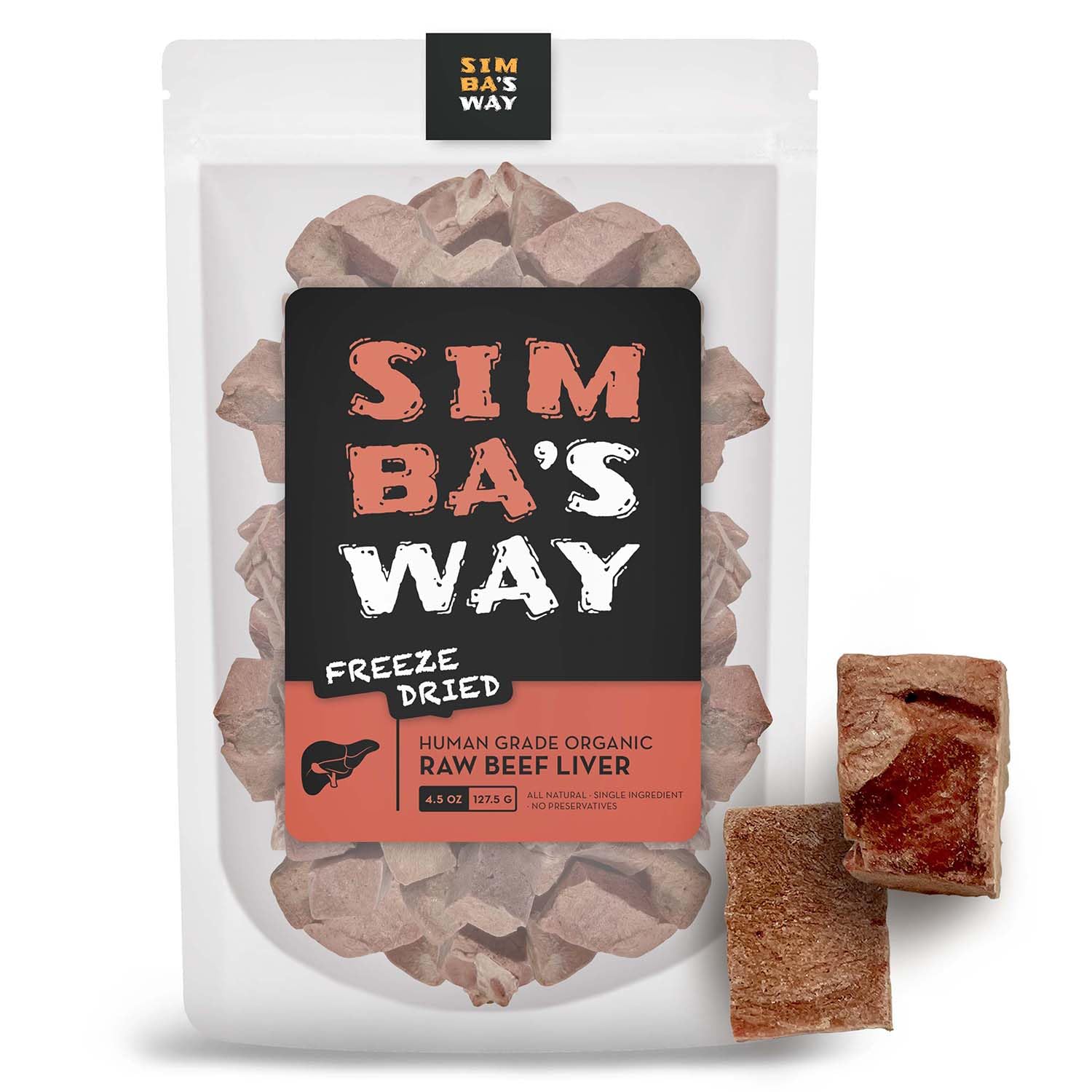 Freeze Dried RAW Beef Liver Dog and Cat Treats, Organic Human Grade, Single Ingredient, All Natural, Grain-Free, Made in USA. [ 4.5 .oz ] [ 1 Pack ]