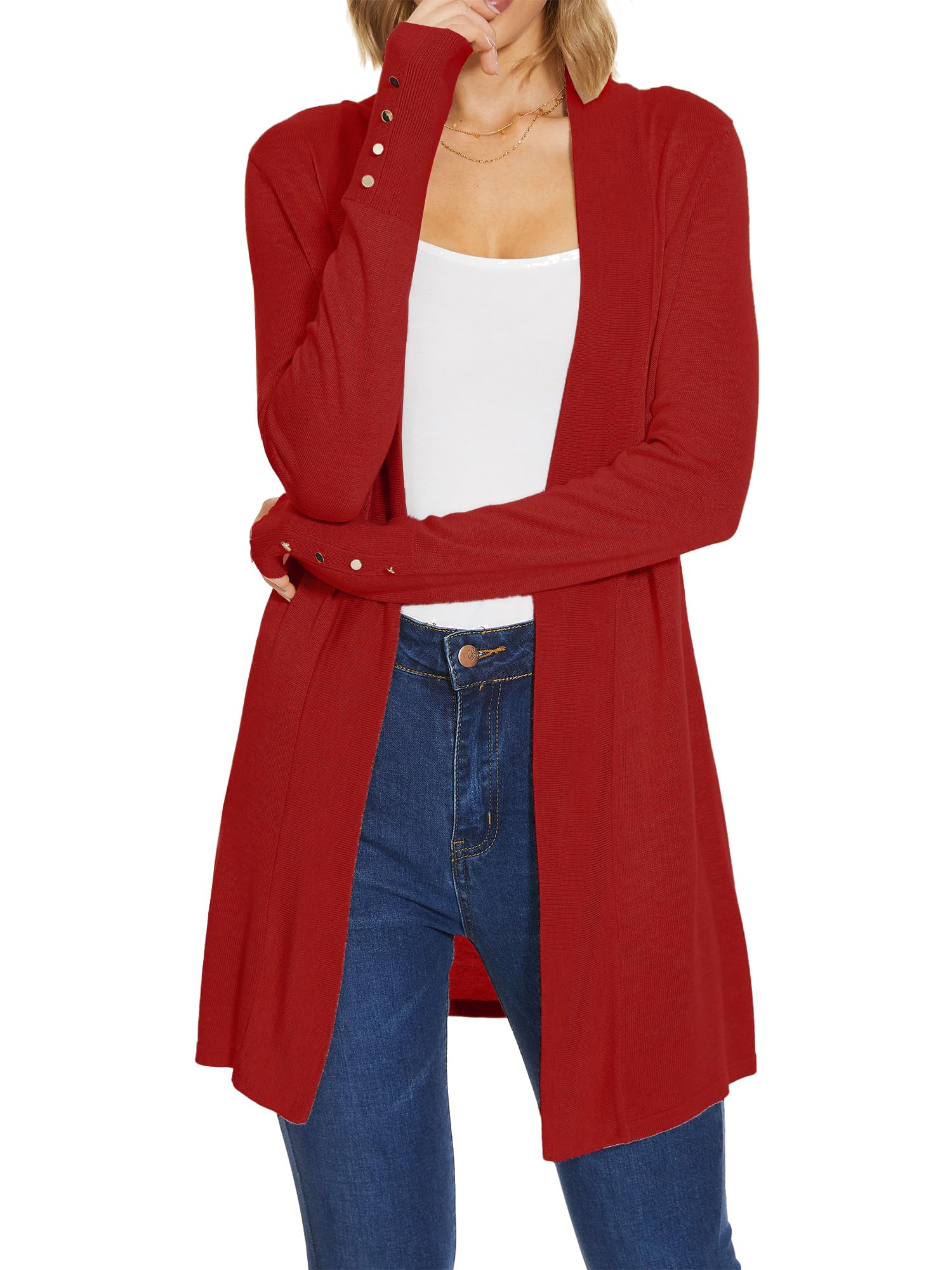 Spicy Sandia Plus Size Lightweight Knit Cardigan for Women Open Front Long Sleeve Dressy Casual Sweaters