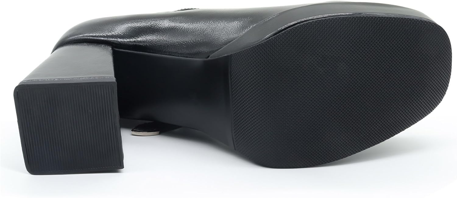 Women's Square Closed Toe Platform Chunky Strappy Block Heels Goth Mary Janes Shoes - Image 5