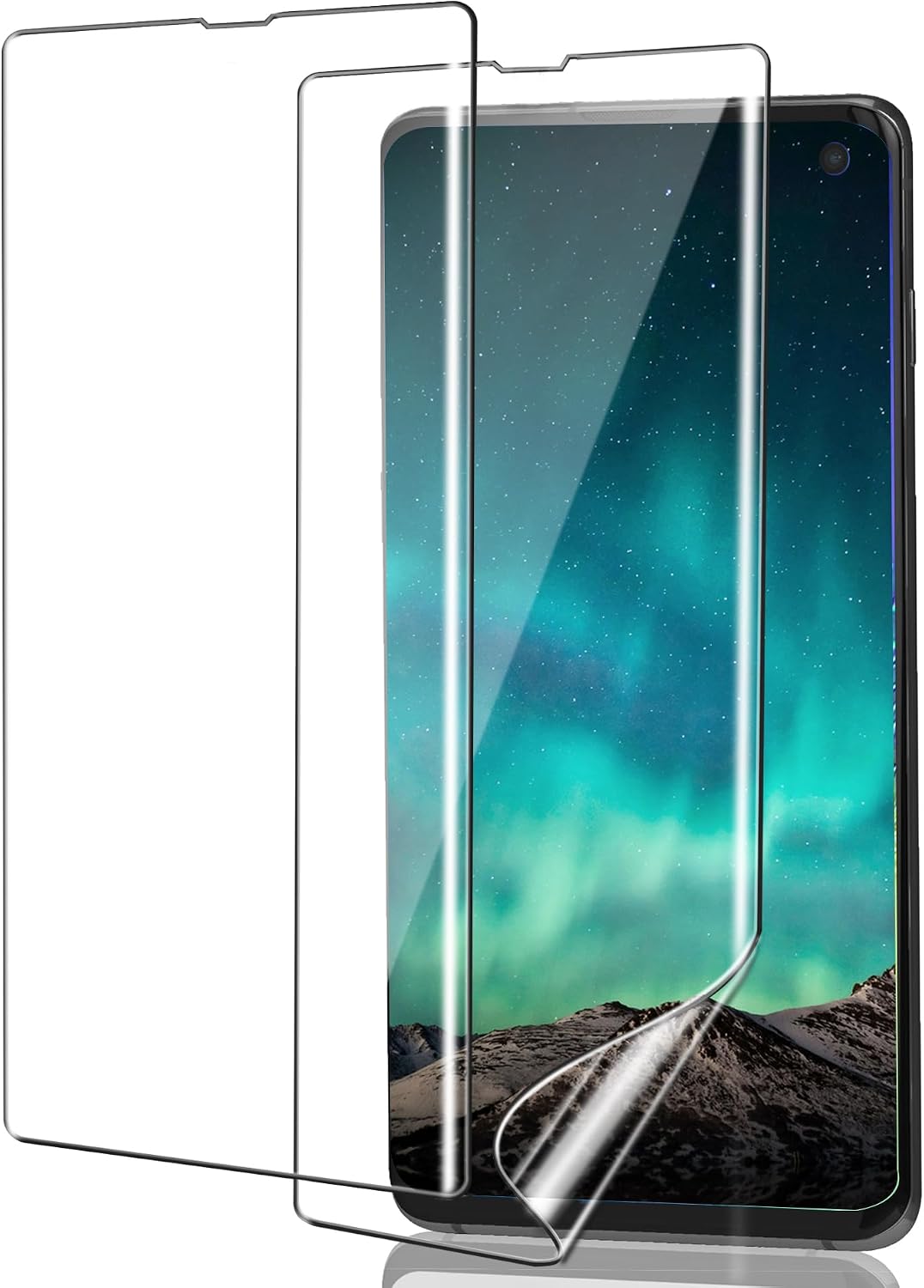 Tempered Glass Screen Protector for Samsung Galaxy S10 Plus Pack of 2 Soft TPU Scratch-Resistant Tempered Glass Screen Protector for Samsung S10+ Film Fingerprint ID Protective Glass for