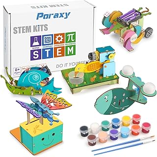 5 Set STEM Kits, STEM Projects for Kids Ages 8-12, 3D Wooden Puzzles, Build and Paint Animal STEM Learning Toys, DIY Educational Science Building Kit, Ideal Gifts for Boys and Girls Age 8 9 10 11 12