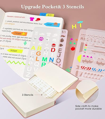 Miniatura 5 de Cuaderno de puntos, 360 páginas numeradas, diarios de viñetas de 3.53 ozm, papel de punto grueso de tapa dura de cuero para escribir mujeres y