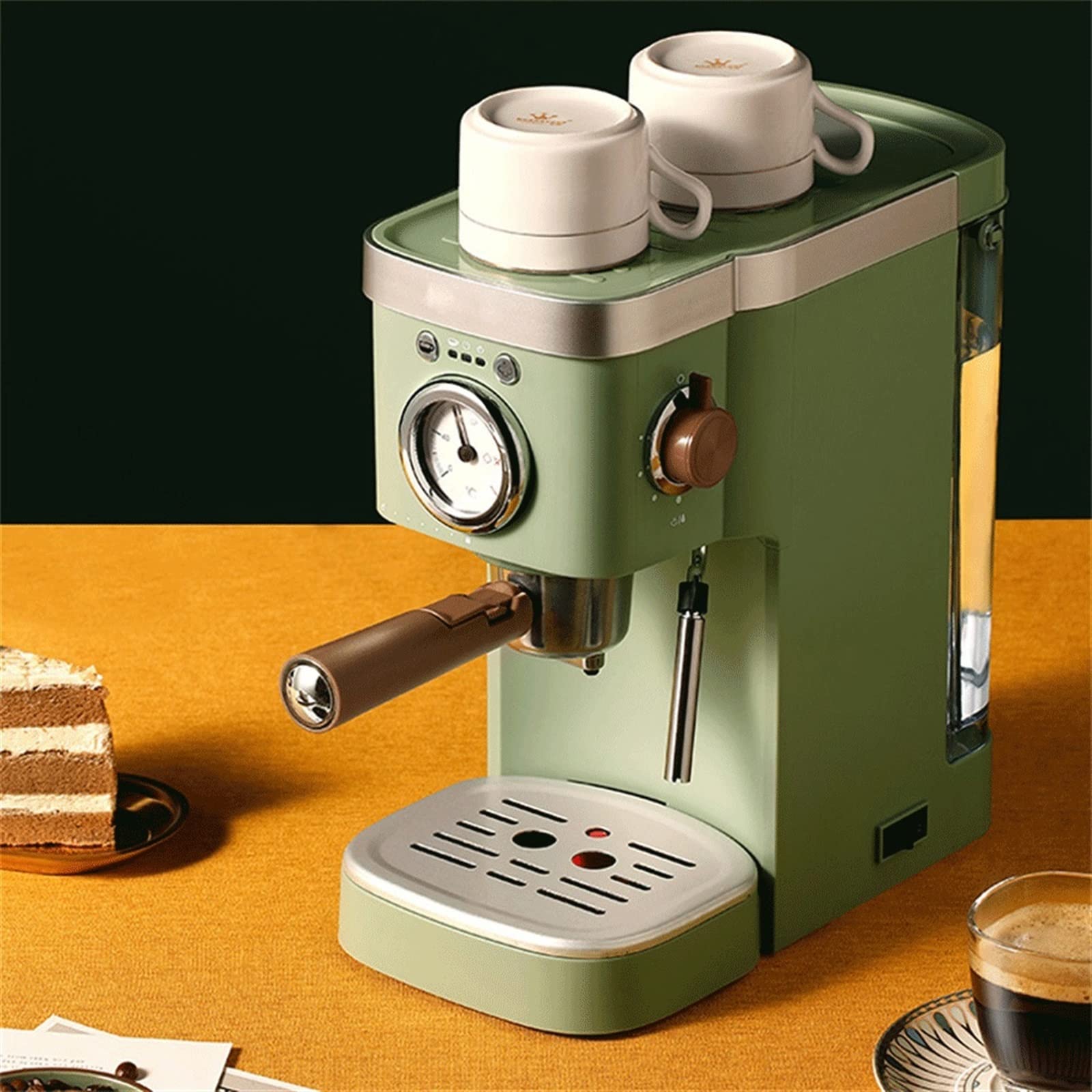 Ekspresy do kawy ekspres do kawy spieniacz do mleka retro zielony elektryczny ekspres proszek kapsułka espresso do robienia napojów