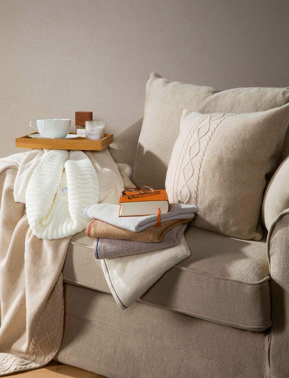 Möve Cashmere & Cotton wash glove 50 x 100 cm made of 85% cotton / 12% modal / 3% cashmere, ivory, Moonlight, 30 x 50 cm - Image 4