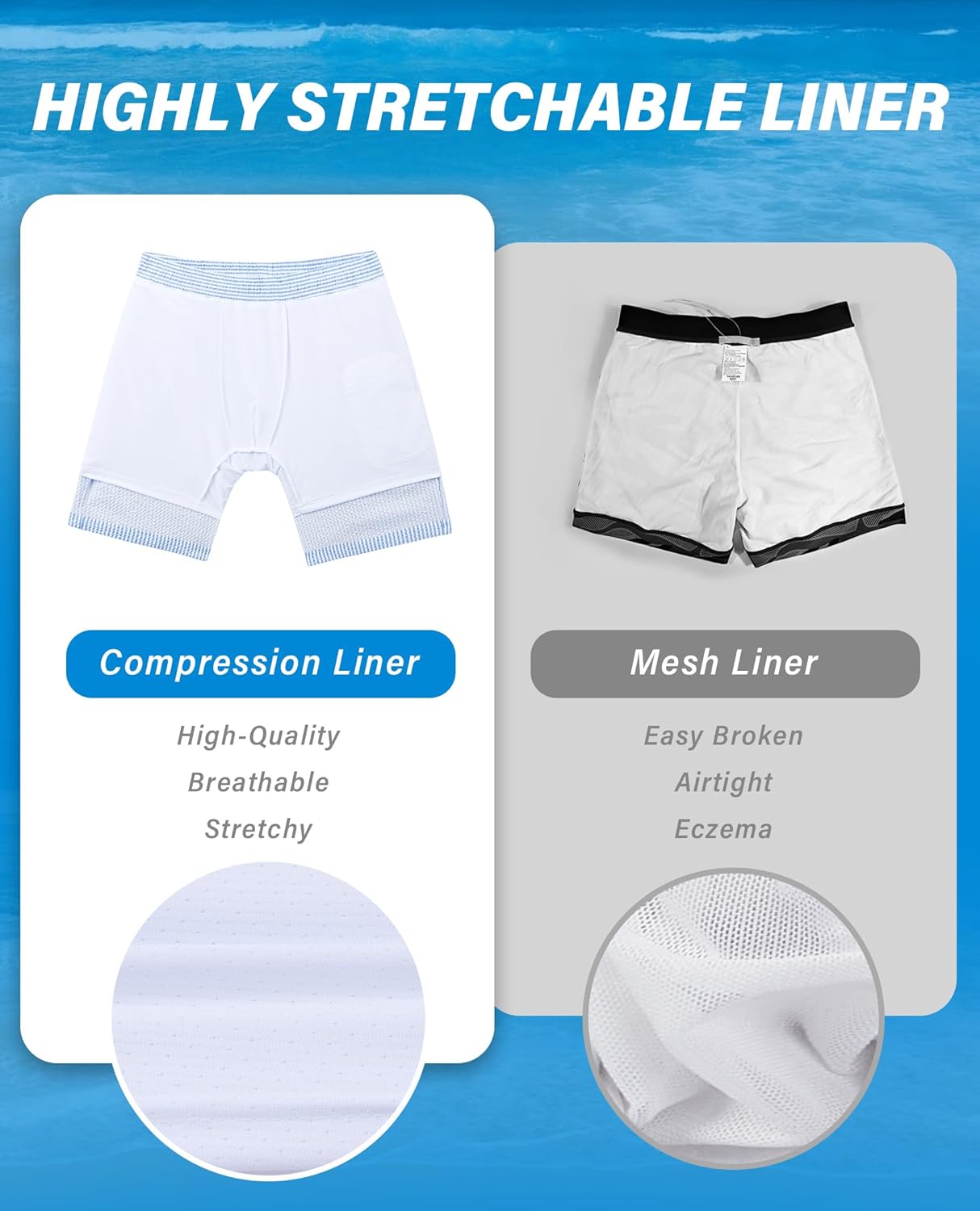 7inch Mens Swim Trunks: with Compression Liner Pockets Drawstring Quick Dry Stretch Lined Funny Beach Swimming Pool - Image 6