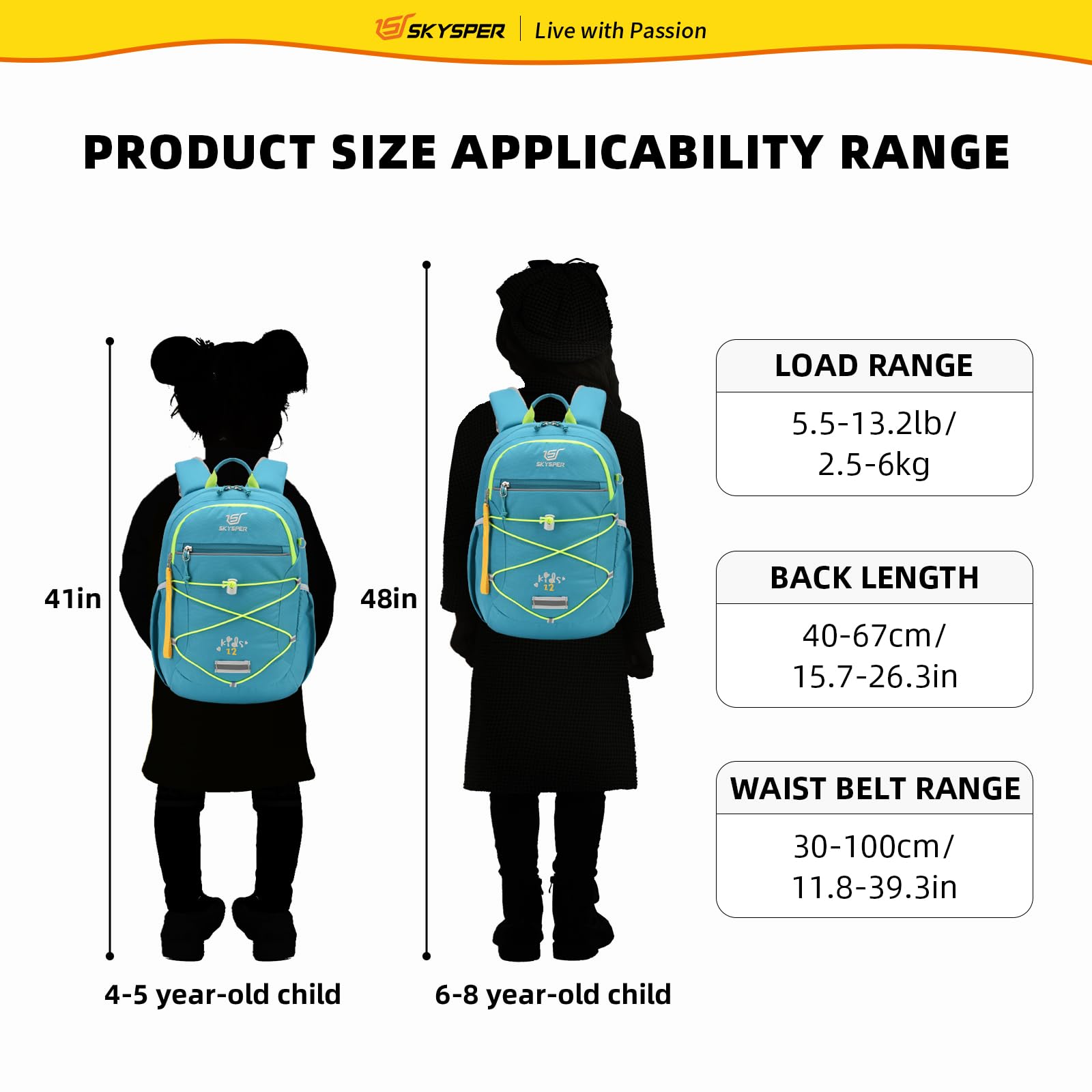 SKYSPER Kinderrucksack Wandern Jungen Mädchen für 3-8 Jährige komfortabler Wanderrucksack Kinder