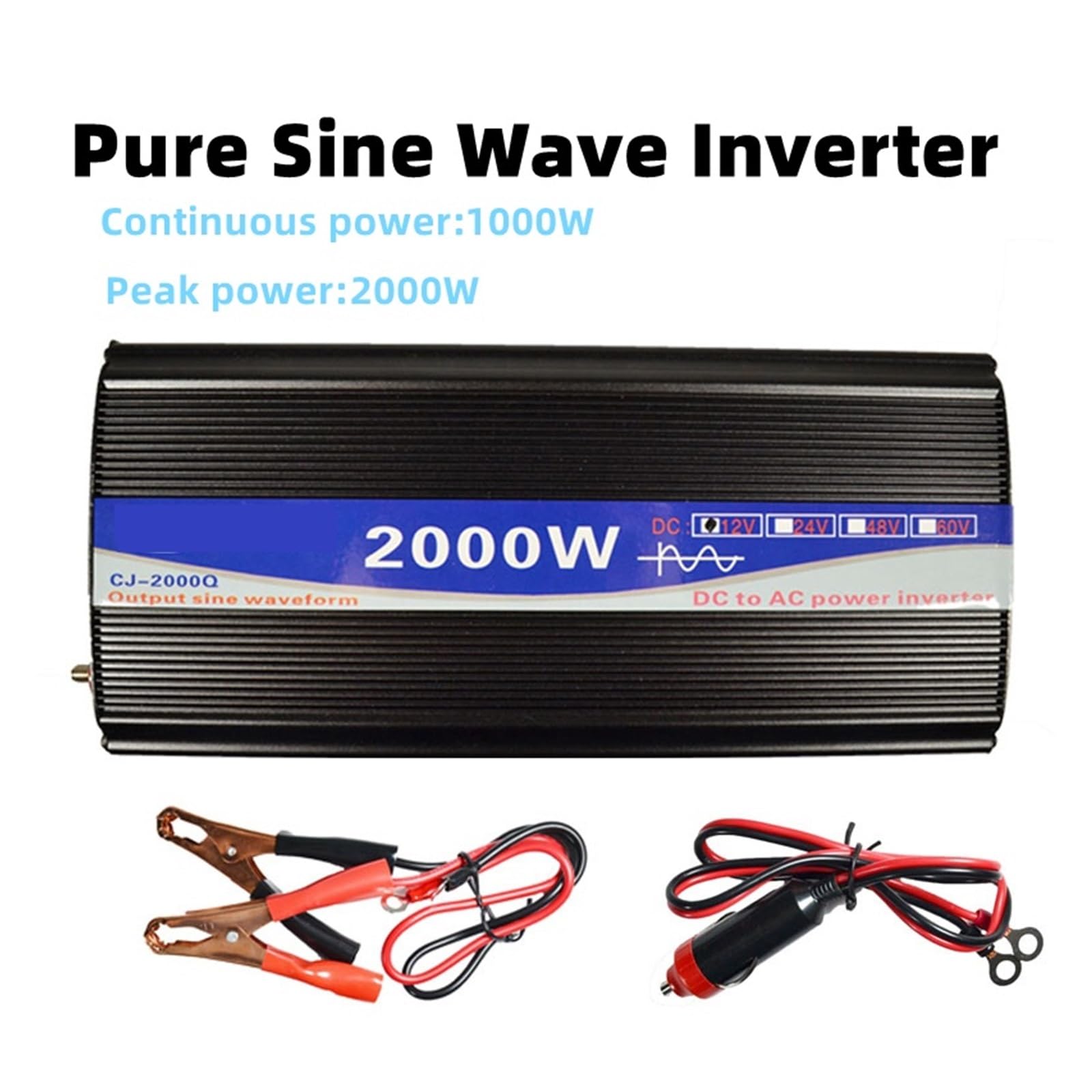 Czysty falownik sinusoidalny 2000 W 3000 W 4000 W DC 12 V 24 V 48 V do AC 100 V 220 Przetwornica mocy 50 Hz 60 Hz Uniwersalny falownik samochodowy solarny)(Peak Power 2000w,24V-230V(60HZ))
