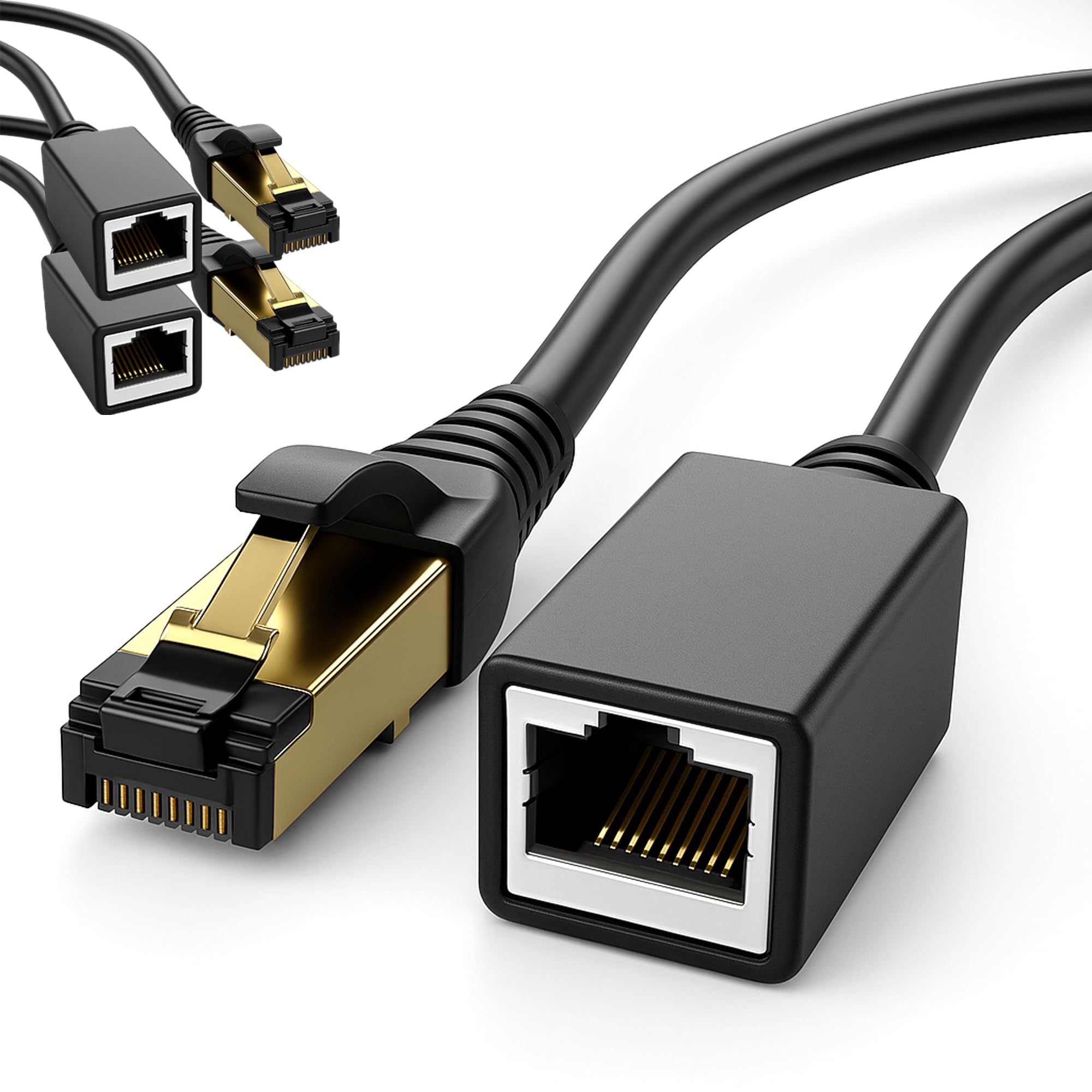 1aTTack.de CAT8.1 RJ45 40Gb/s Przedłużacz LAN 3x 5m LSZH - Czarny