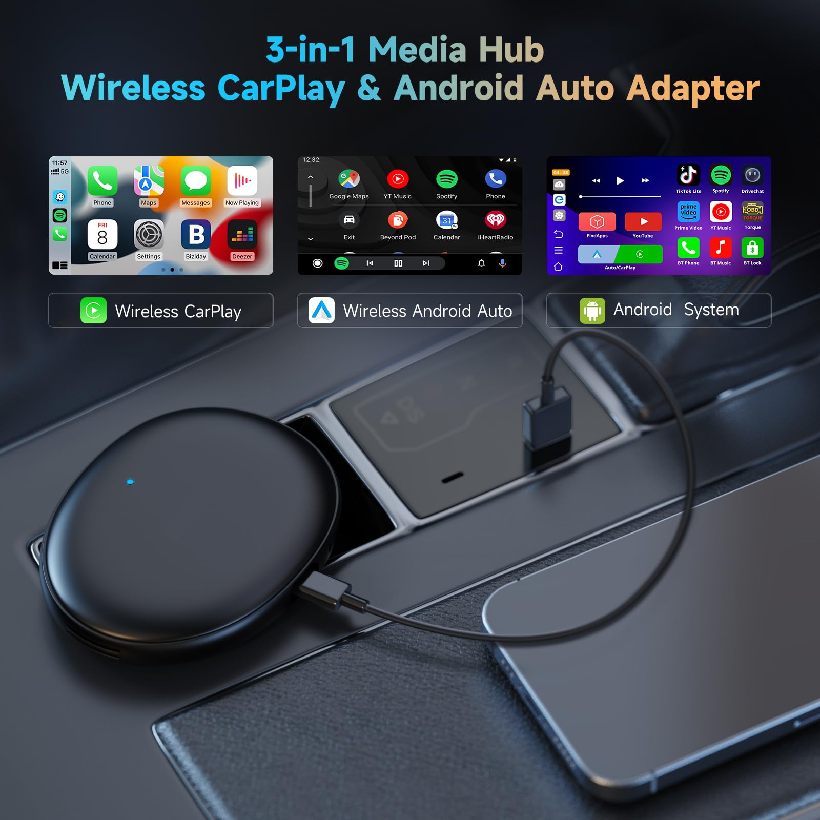 Amazon.com: ATOTOZONE AD5 AI Box Wireless CarPlay Adapter